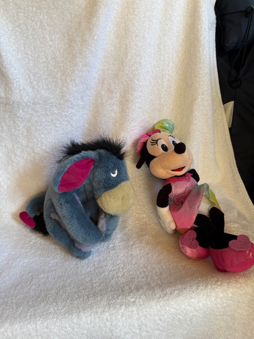 Disney Minnie Mouse Pink & Black Plush with Blue Eeyore Stuffed Toy